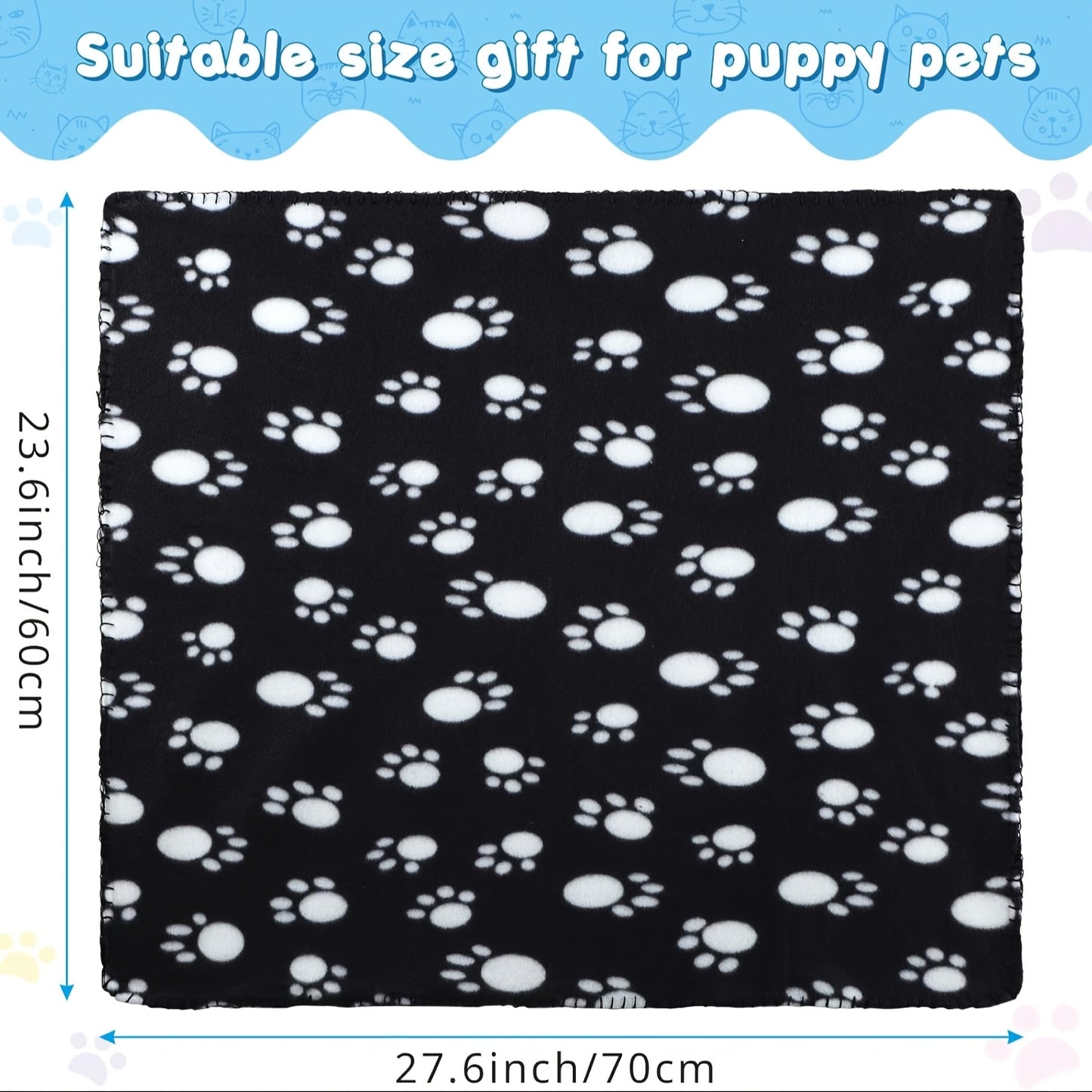Soft Fleece Puppy Blankets With Playful Paw Prints For Pets
