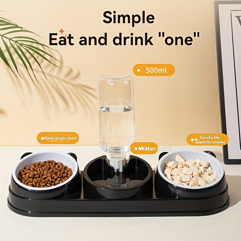 Two In One Stainless Steel Pet Bowl Set With Non Slip Base