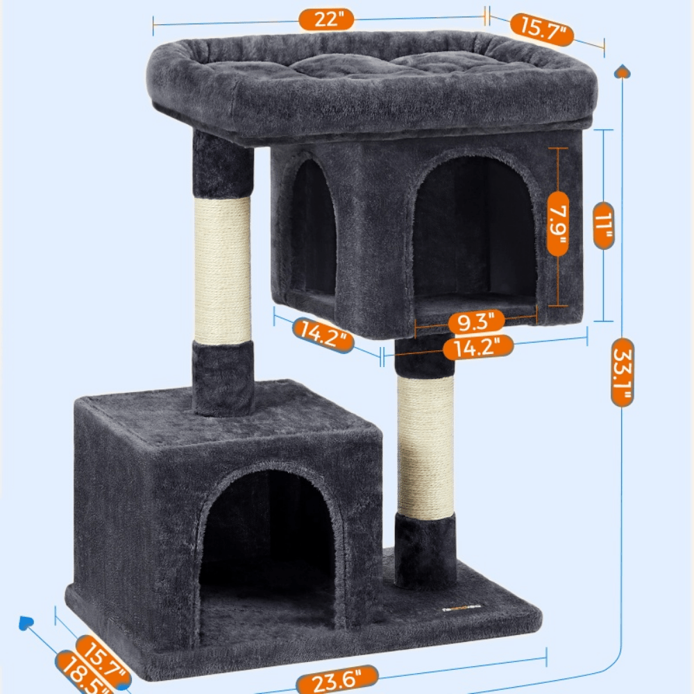 Premium Cat Tree With Two Caves For Large Indoor Cats