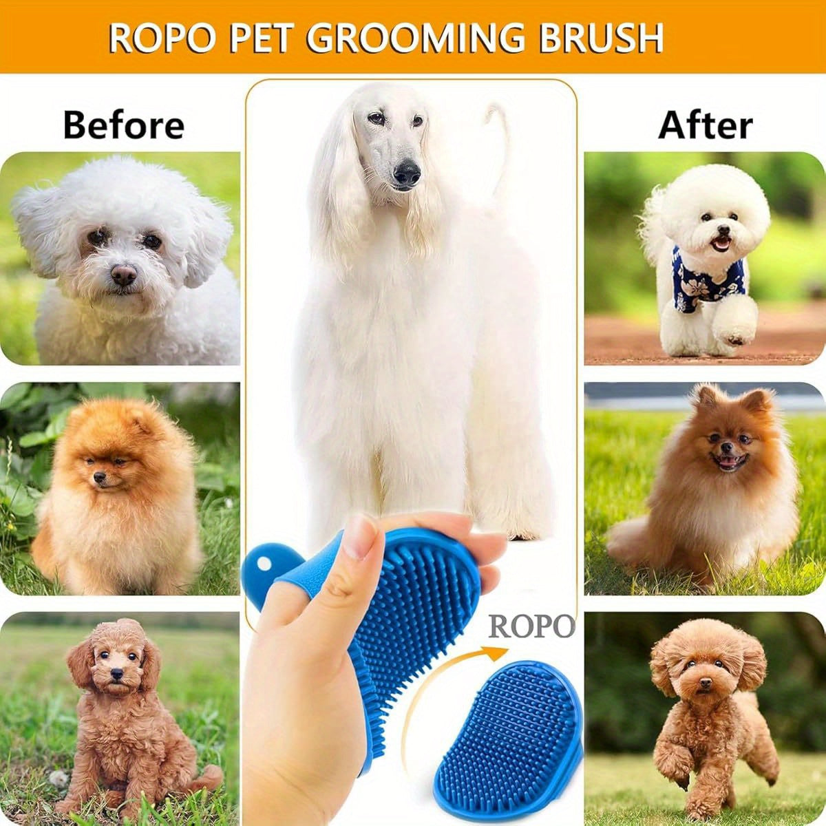 Dog Grooming Brush Set with Adjustable Handle and Soothing Massage