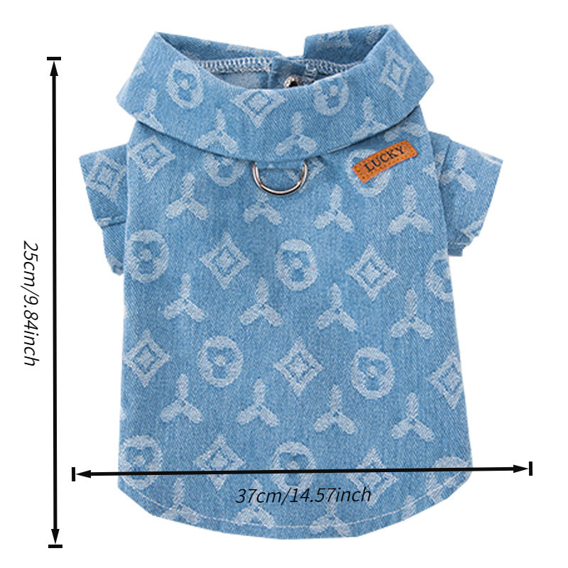 Trendy Denim Dog Jacket with Leash Attachment for Cool Pets