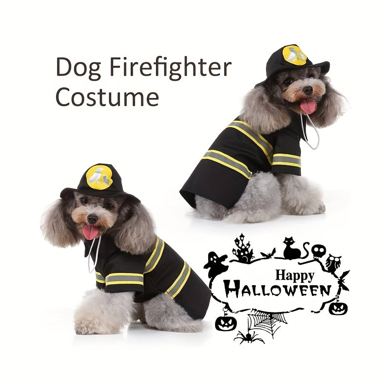 Funky Firefighter Dog Costume For Pets Halloween Fun