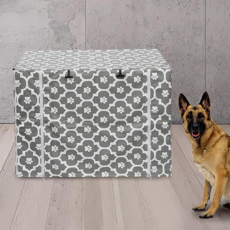 Gray Soles Dog Crate Cover Universal Fit Durable Polyester