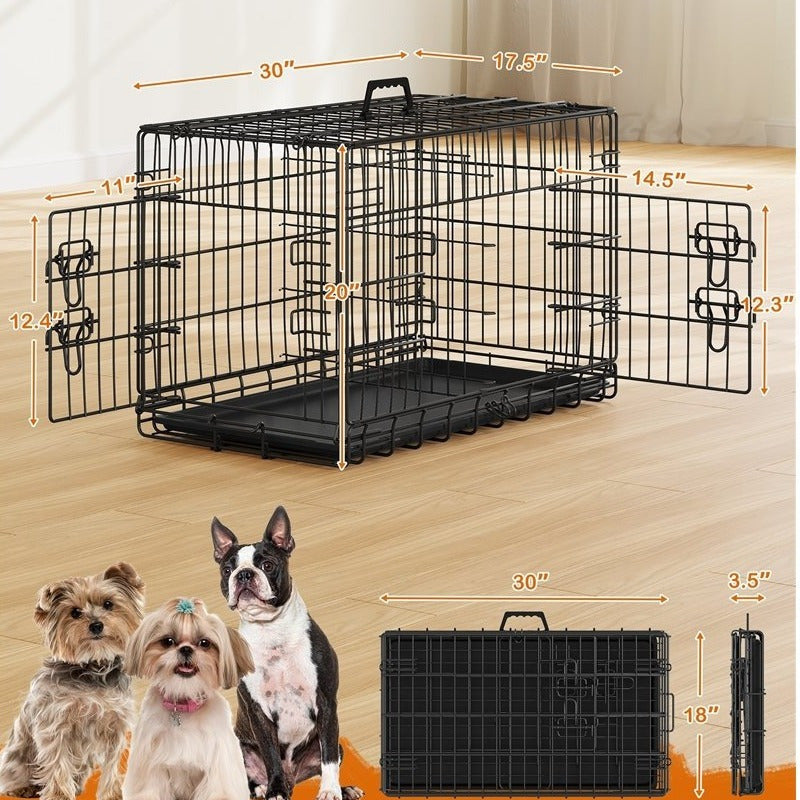 Costoffs Foldable Metal Cage For Dogs And Chickens With Divider And Removable Tray Portable Travel Cage