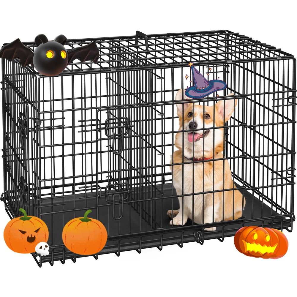 Costoffs Foldable Metal Cage For Dogs And Chickens With Divider And Removable Tray Portable Travel Cage