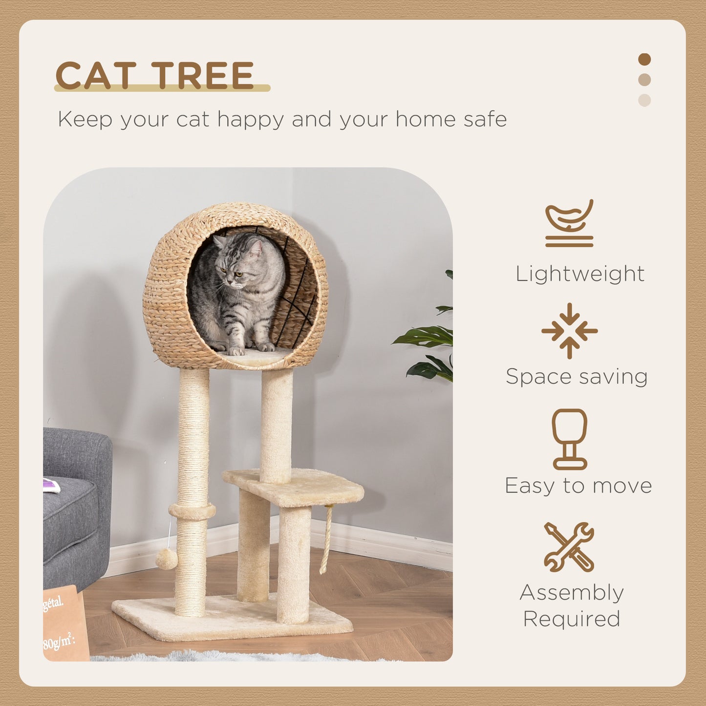 PawHut Cat Tree with Scratching Post and Condo Activity Center
