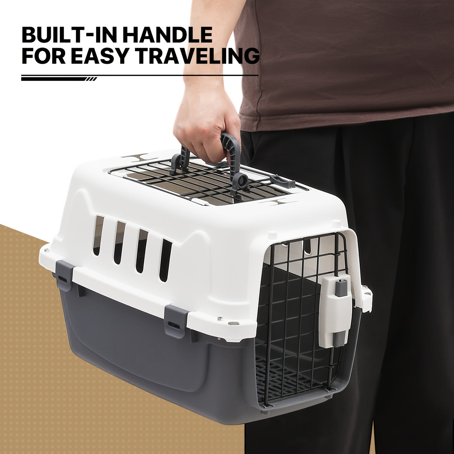 Top Loading Cat Carrier with Ventilation and Security Lock