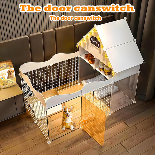 Indoor Dog Playpen House with Toilet Area for Small Pets