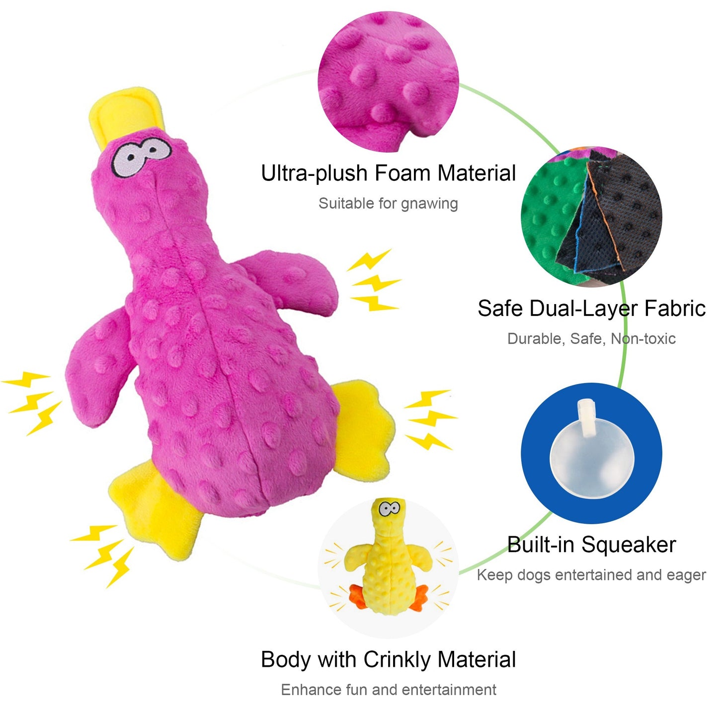 Durable Plush Dog Squeaky Toy Duck for Interactive Play