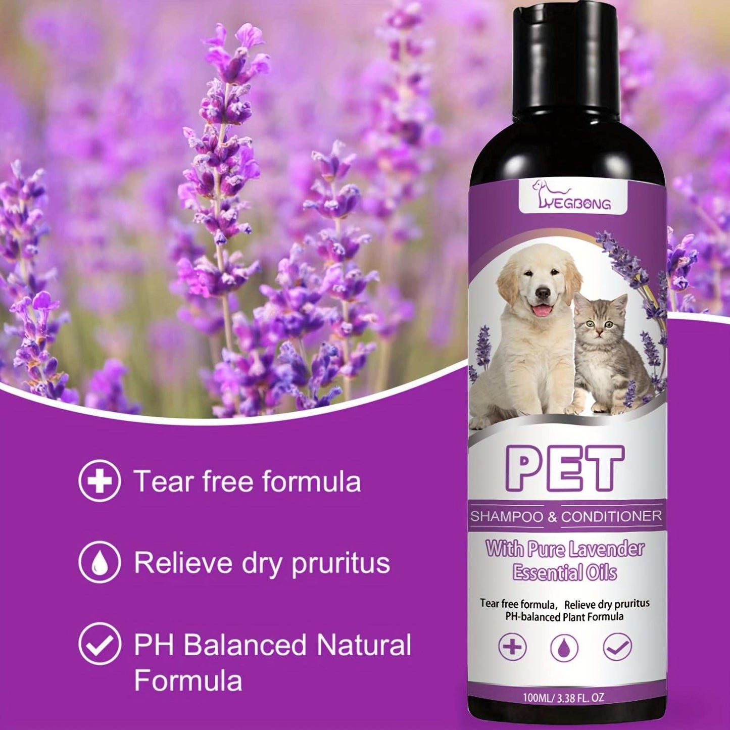 Gentle Lavender Chamomile Pet Shampoo and Conditioner for All Pets