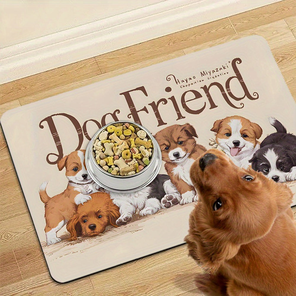 Water-Absorbing Anti-Slip Dog Bowl Mats for Mess-Free Feeding