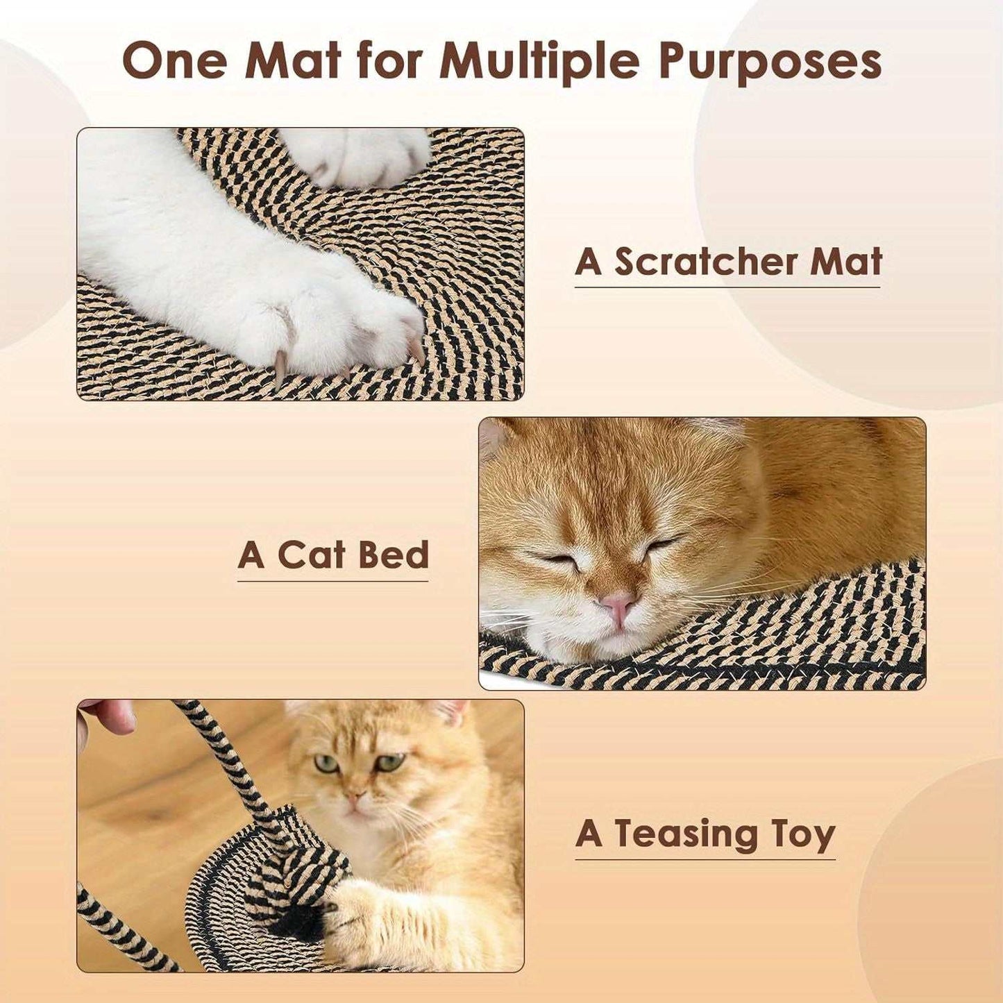 Natural Rope Cat Scratcher Mat made of imitation hemp for indoor cats protecting furniture and promoting healthy claws