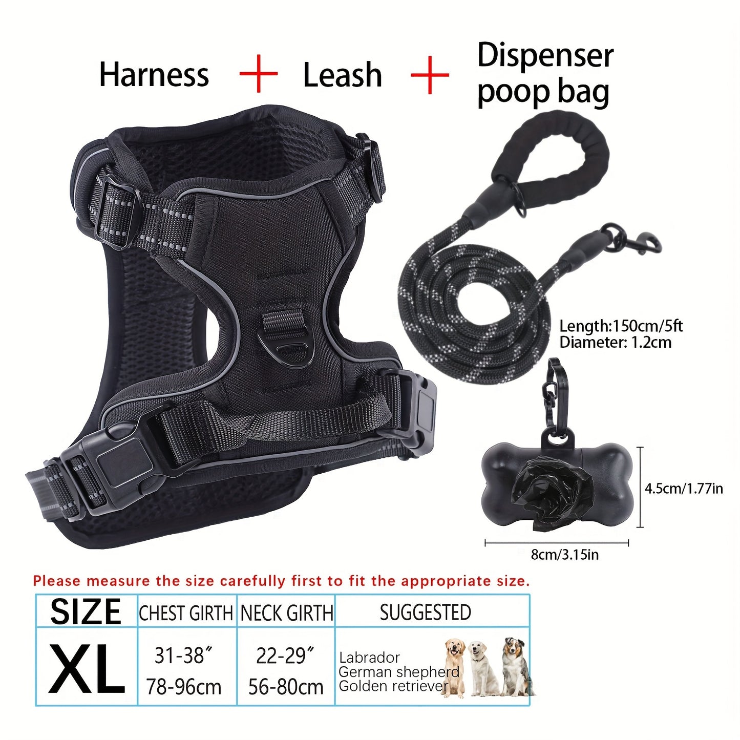 YIWGM Dog Harness And Leash Set With Easy Control Handle