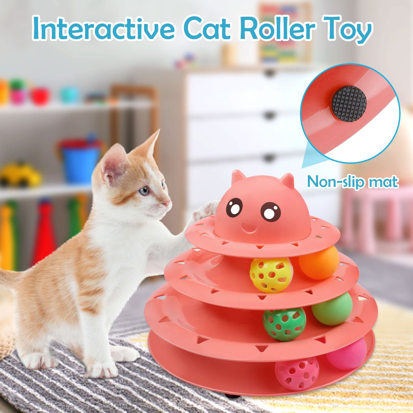 Upsky Cat Toys Roller Turntable Set for Indoor Cats