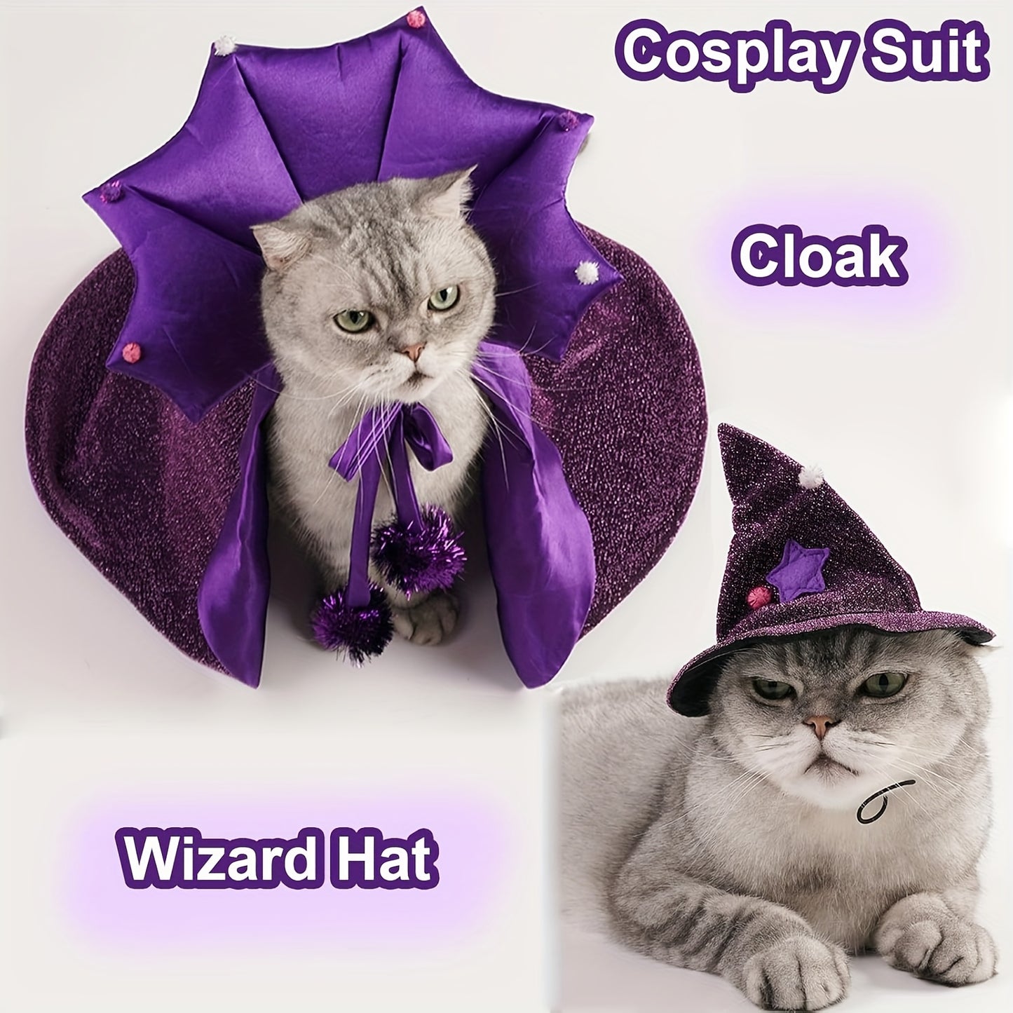 Halloween Witch Cloak And Hat Set For Cats And Dogs