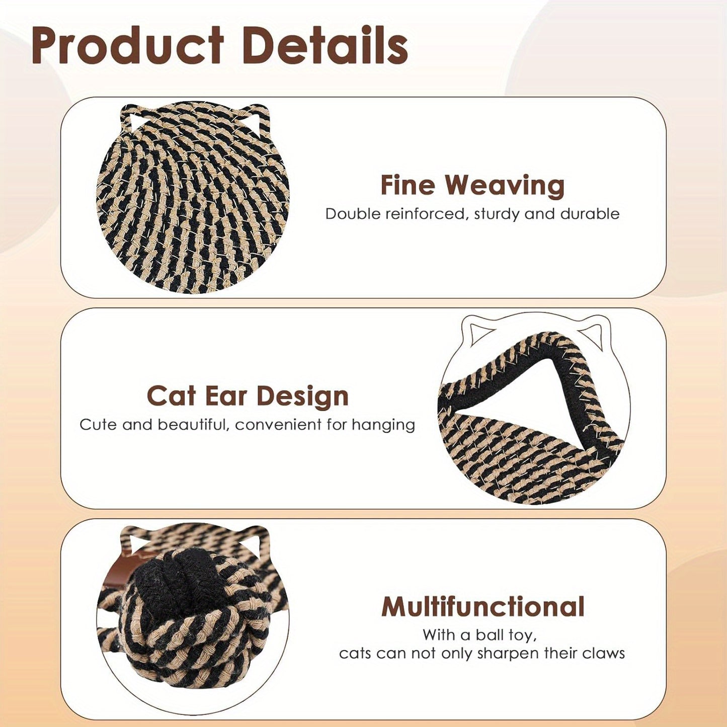 Natural Rope Cat Scratcher Mat for Indoor Cats