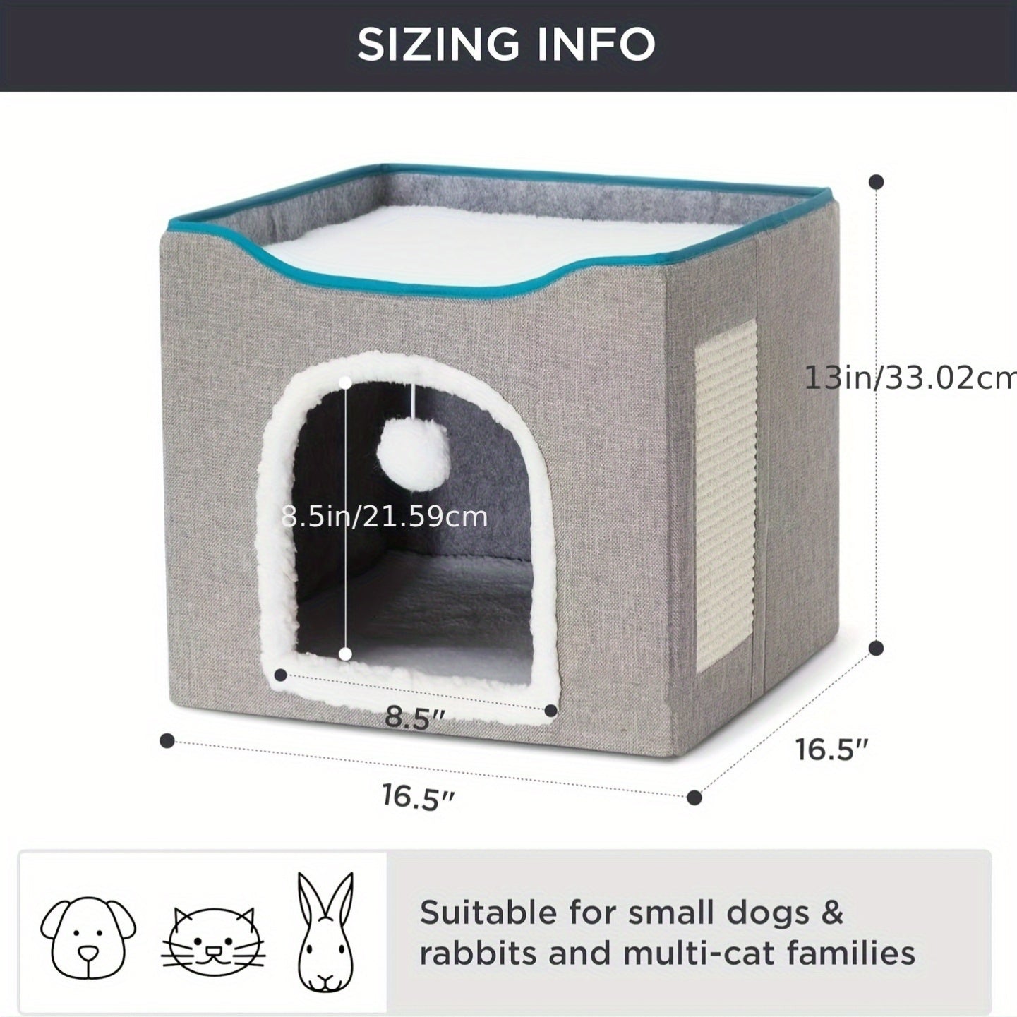 Cozy Cat Cave With Fluffy Ball And Scratch Pad