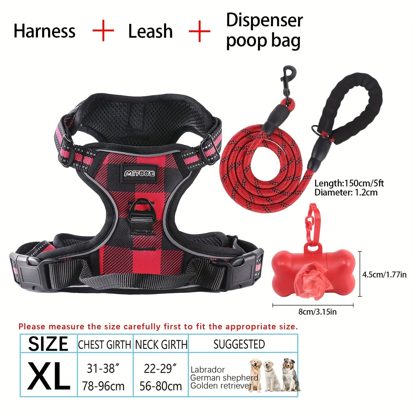 YIWGM Dog Harness And Leash Set With Easy Control Handle