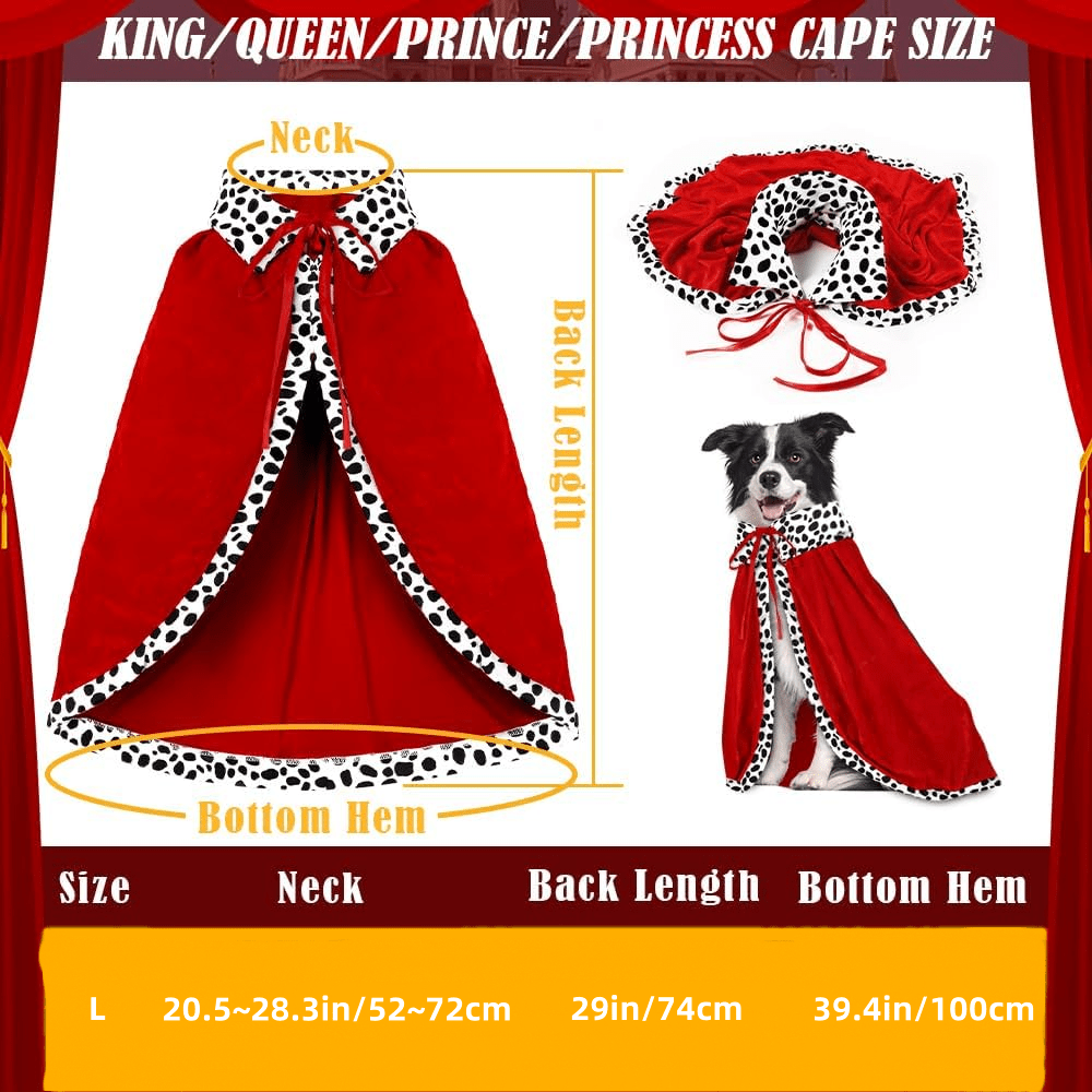 Adjustable King Cape And Crown Costume For Halloween Pets