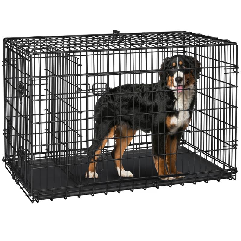 Costoffs Foldable Metal Cage For Dogs And Chickens With Divider And Removable Tray Portable Travel Cage