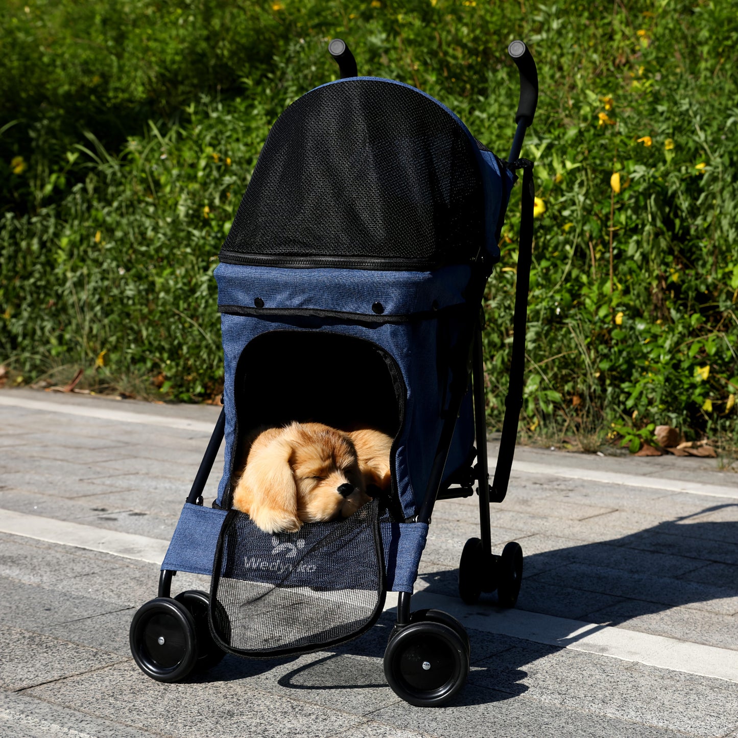 WEDYVKO Dog Stroller For Pets With Alloy Frame Basket