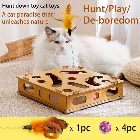 Interactive Cat Puzzle Maze Box for Fun and Sensory Training