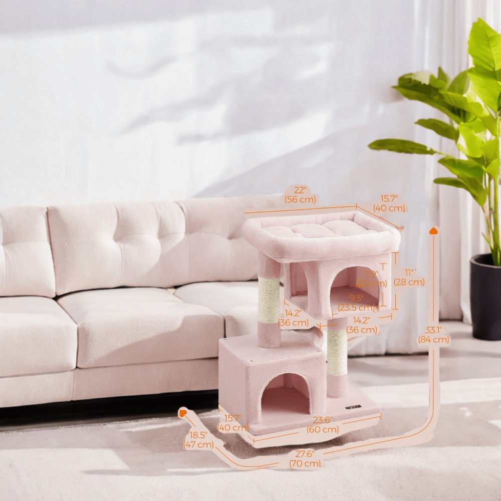 Premium Cat Tree With Two Caves For Large Indoor Cats