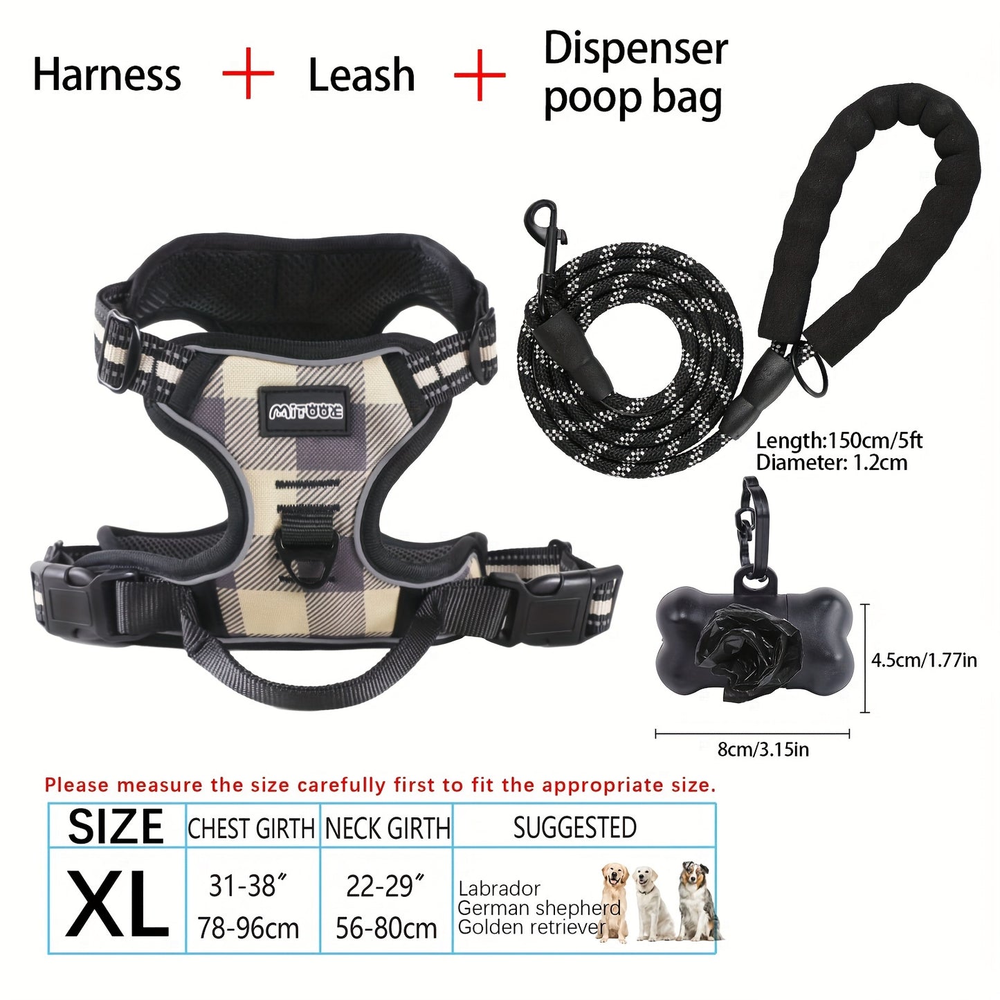 YIWGM Dog Harness And Leash Set With Easy Control Handle