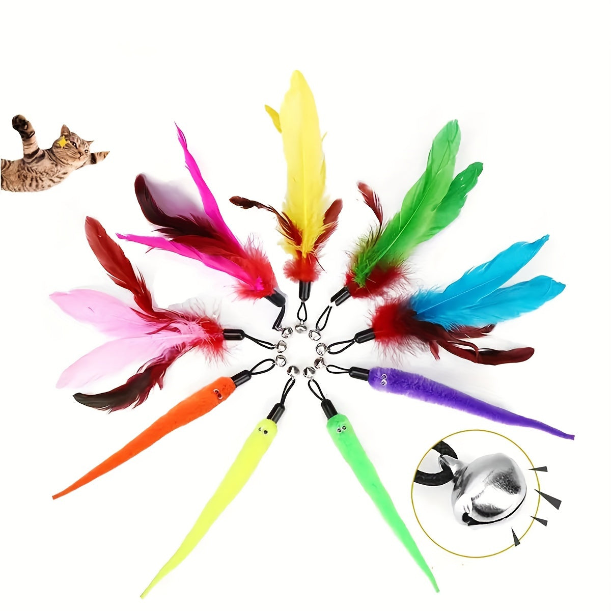 Interactive Cat Wand Toy With Retractable Feather Refills