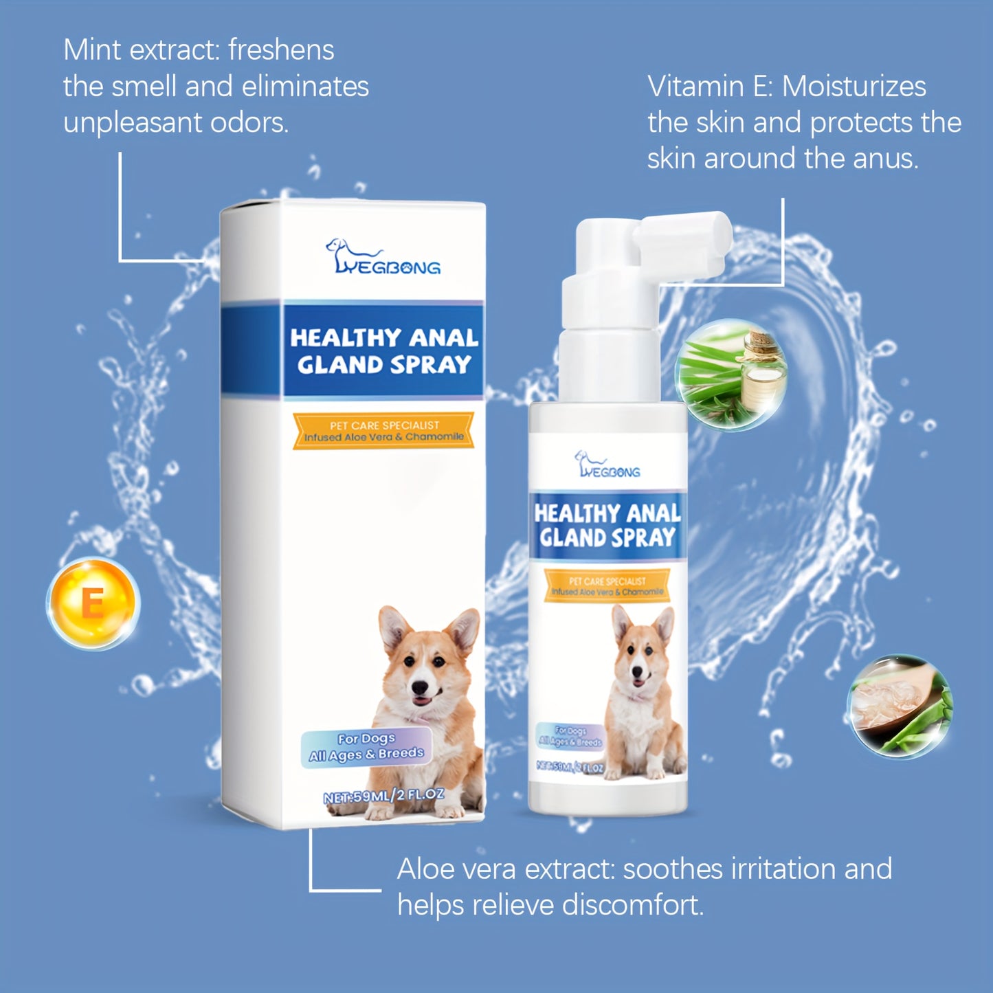 YEGBONG Dog Anal Gland Odor Removal Spray For All Dogs