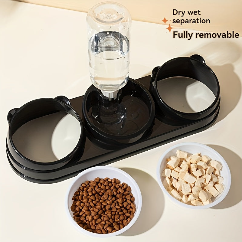 Two In One Stainless Steel Pet Bowl Set With Non Slip Base