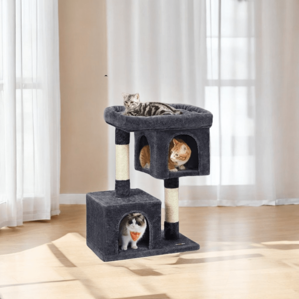 Premium Cat Tree With Two Caves For Large Indoor Cats