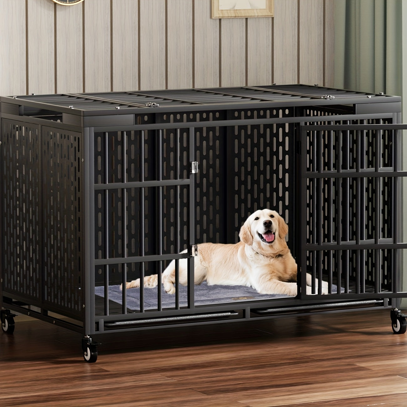SNUOWUDog Heavy Duty Dog Crate With Wheels