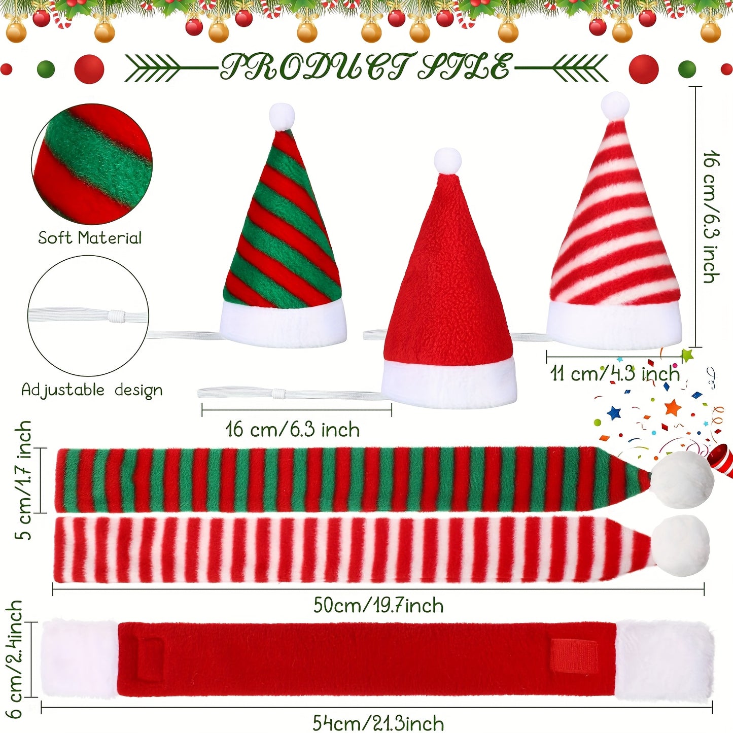 PATELAI Christmas Santa Hat With Scarf Set For Pets