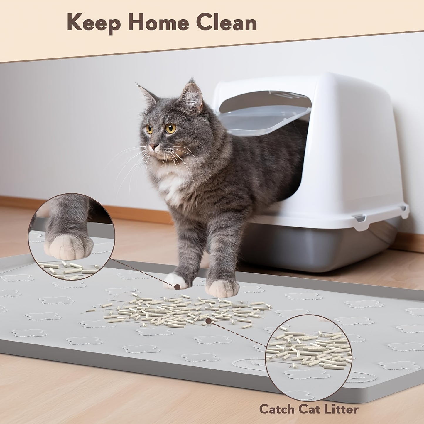 Washable Silicone Cat Litter and Food Mat for Easy Cleanup