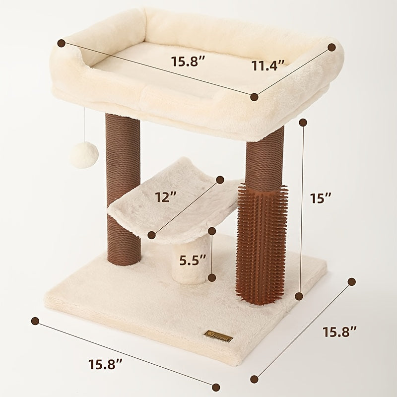 FluffyDream Cat Tree Tower with Cozy Perch and Scratching Post