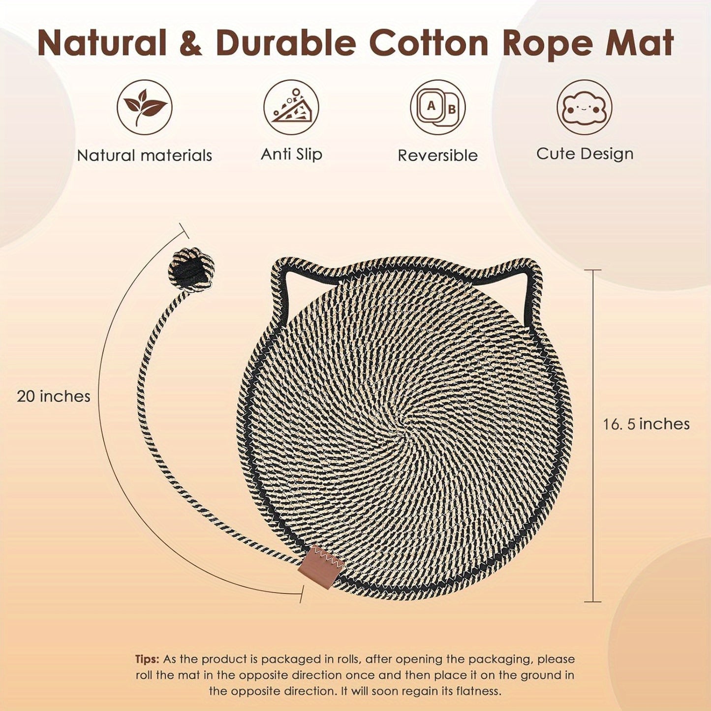 Natural Rope Cat Scratcher Mat for Indoor Cats