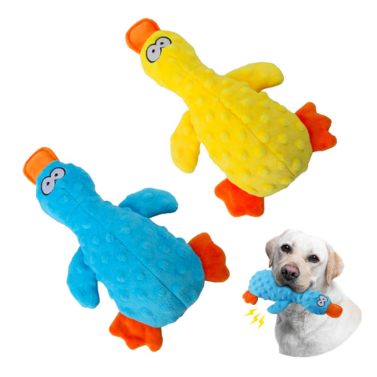 Durable Plush Dog Squeaky Toy Duck for Interactive Play