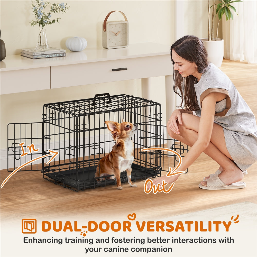 Costoffs Foldable Metal Cage For Dogs And Chickens With Divider And Removable Tray Portable Travel Cage