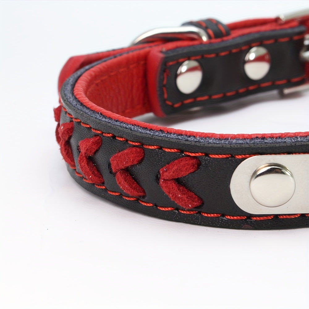 Personalized Leather Dog Collar And Leash Set With Engraving