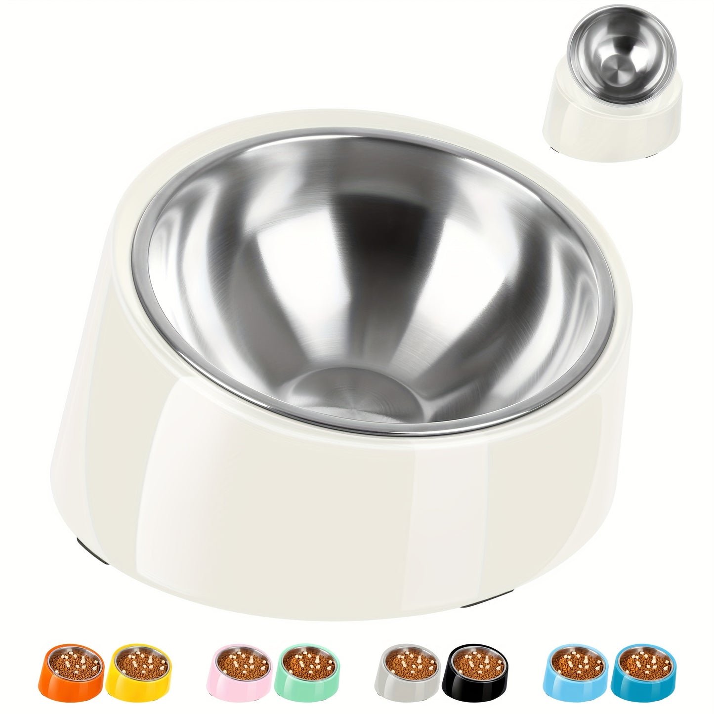 Slanted Dog Bowl Stainless Steel Non Slip Melamine Stand