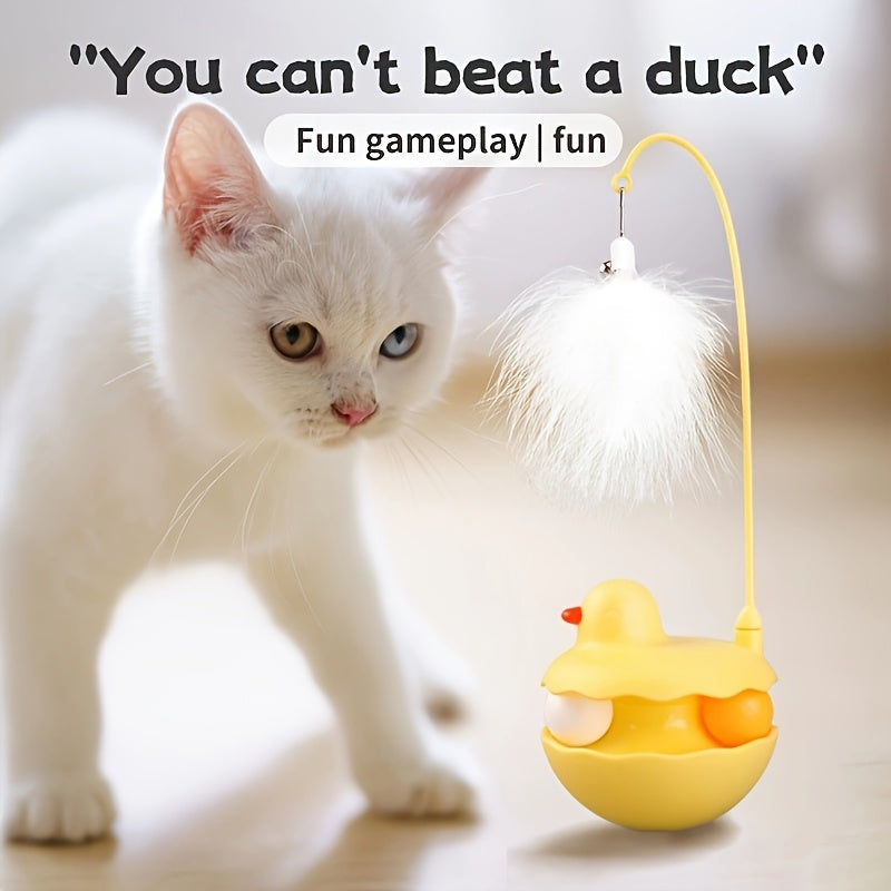 Interactive Duck Weeble Wobble Cat Toy Detachable Washable