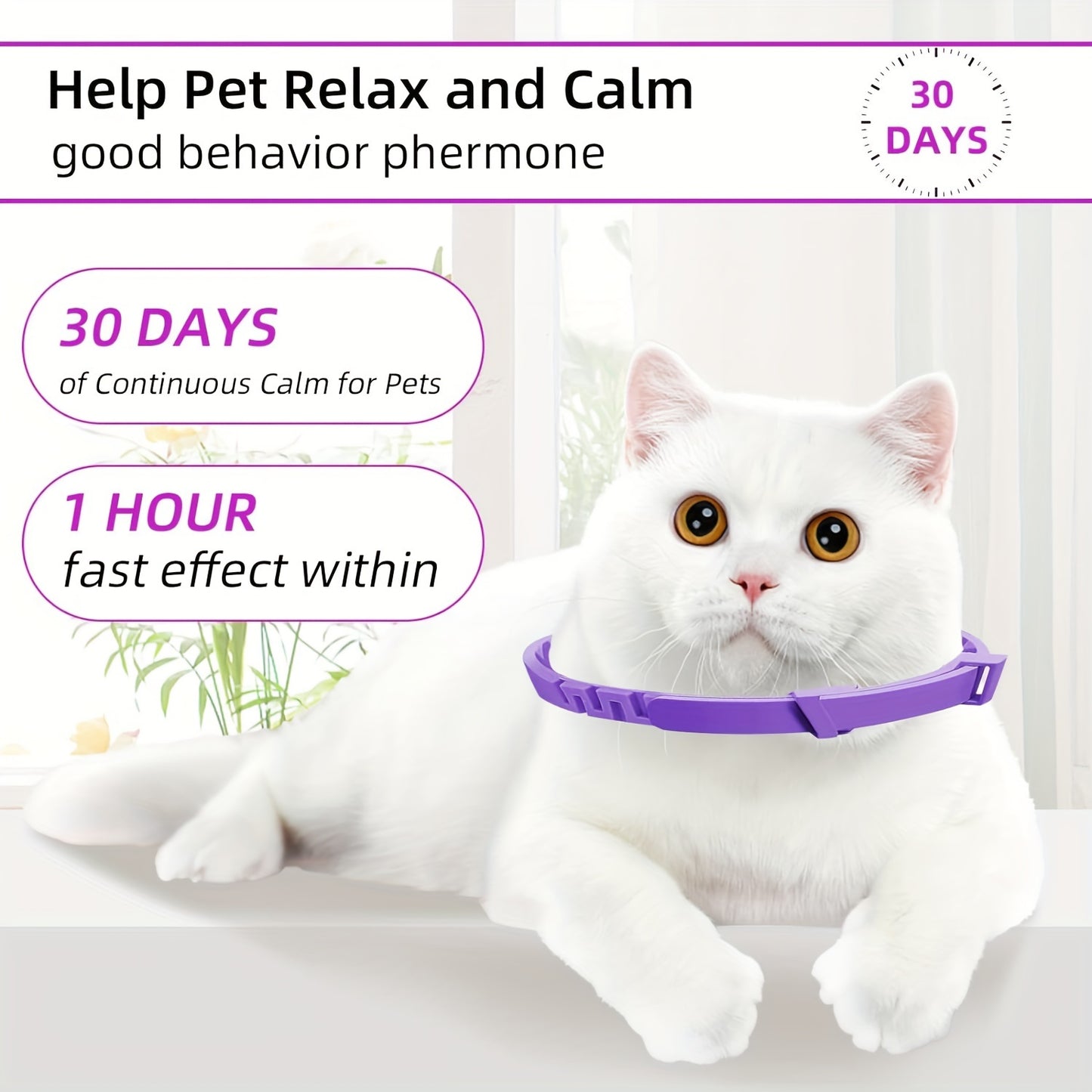 4 Pack Calming Cat Collars With Pheromone Technology