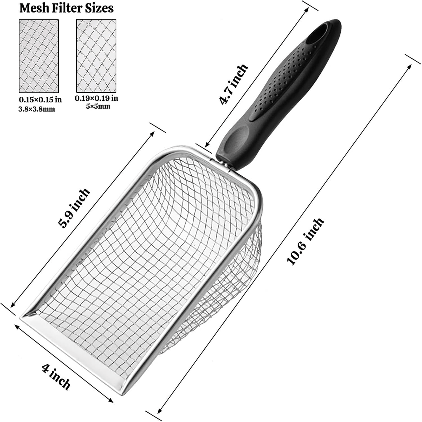 Cat Litter Sifter Kit Stainless Mesh With Handle 3.8mm 5mm