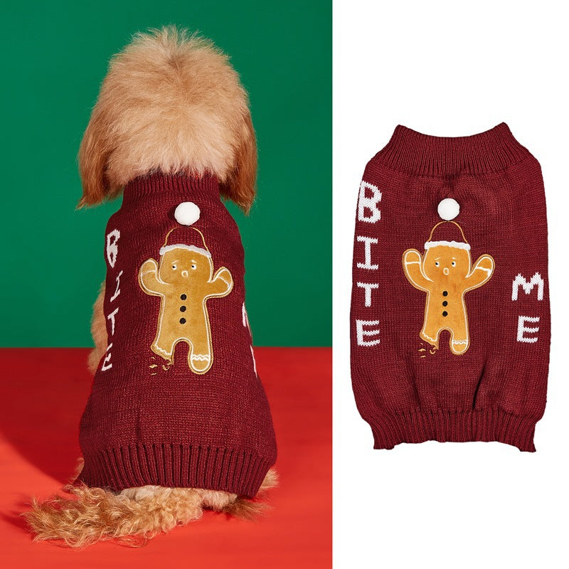 Christmas Santa Claus Knit Dog Sweater Acrylic Winter Pet Apparel