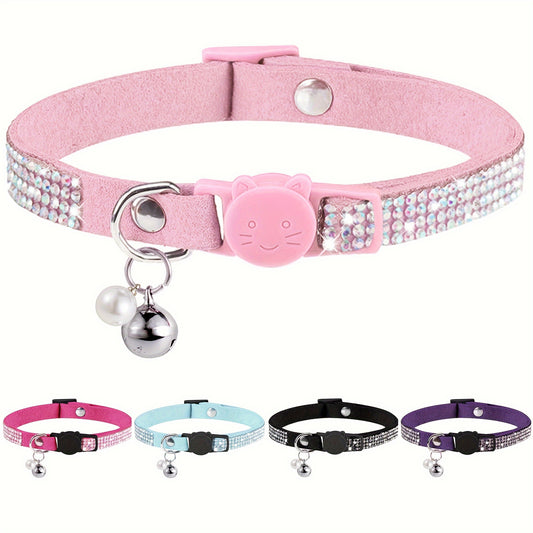 Rhinestone Cat Collar Breakaway With Bell Safety Buckle