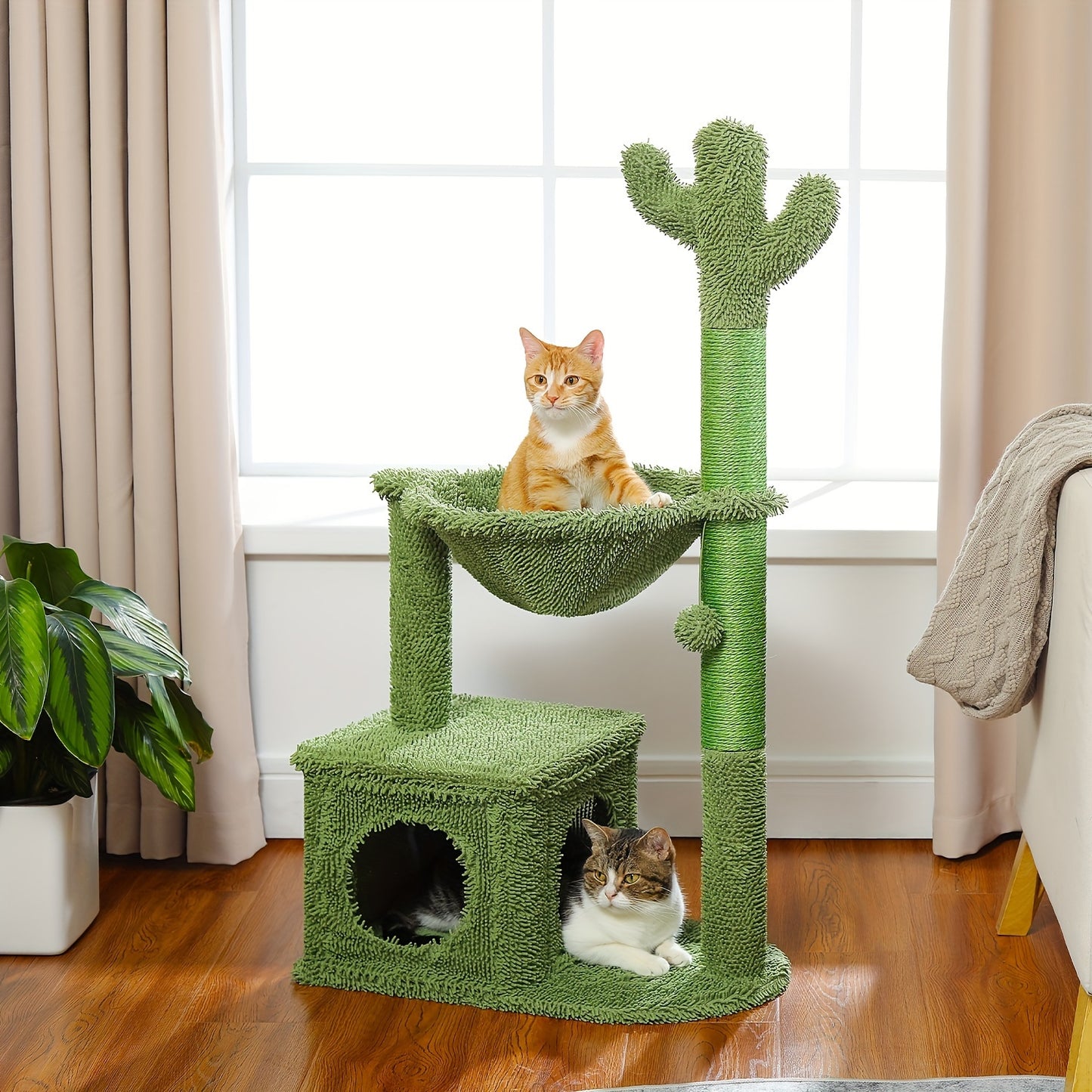 Cactus Cat Tree With Hammock And Scratching Post For Cats