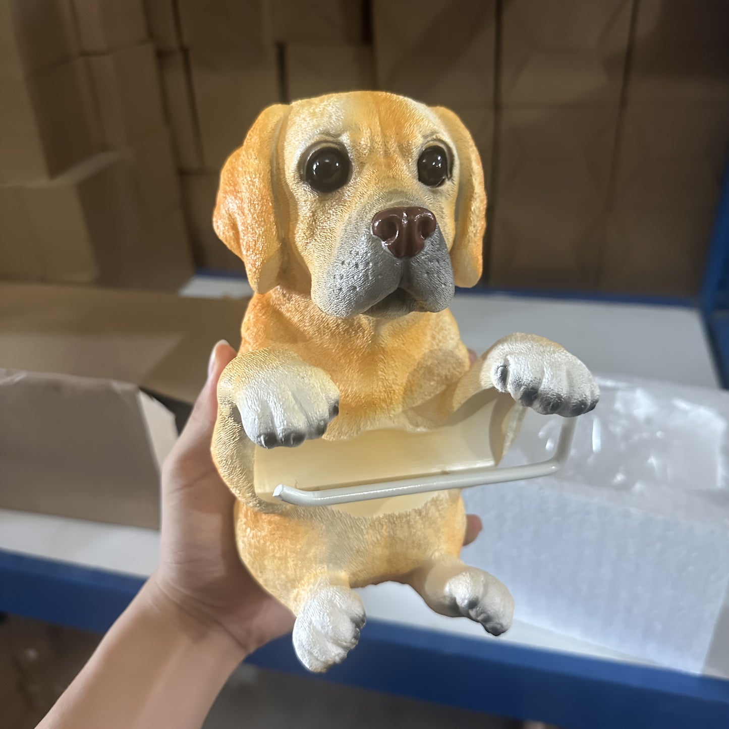 Rustic Cartoon Dog Tissue Holder Resin Home Decor Accent