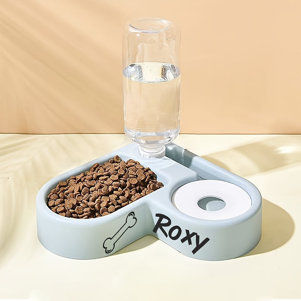 Customizable Pet Double Bowl With Automatic Water Dispenser