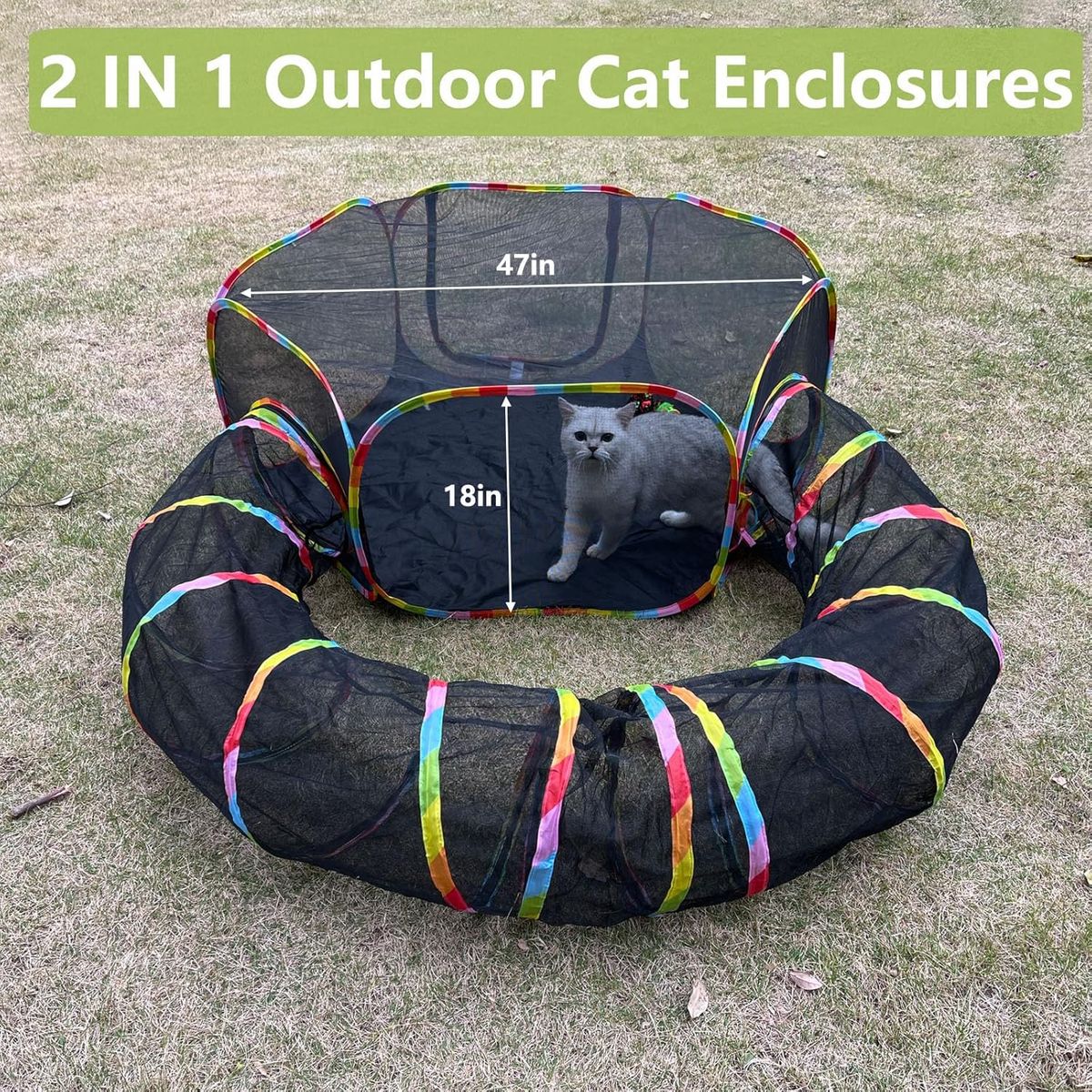 Lig Portable Outdoor Cat Playground With Mesh Tunnel And Playpen